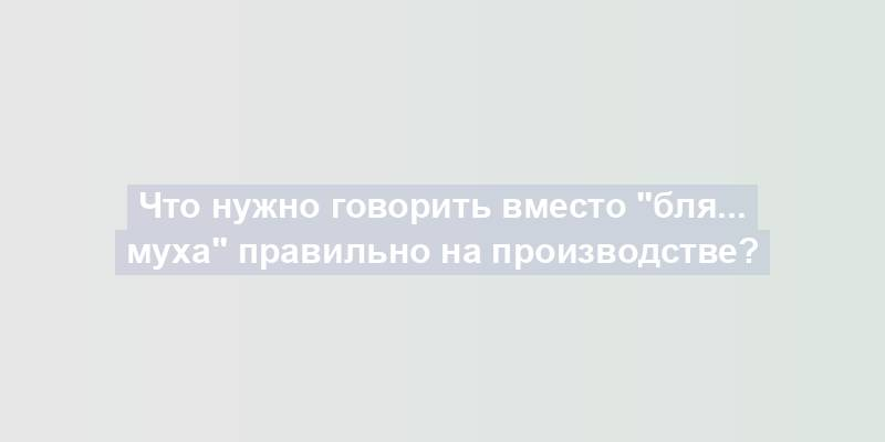 Что нужно говорить вместо "бля... муха" правильно на производстве?